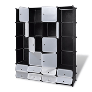 vidaXL Modular Cabinet 18 Compartments Black and White 37x146x180.5 cm Lucy And Phil Academy Lucy And Phil Academy