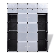 vidaXL Modular Cabinet 18 Compartments Black and White 37x146x180.5 cm Lucy And Phil Academy Lucy And Phil Academy