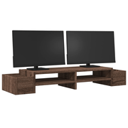 vidaXL Monitor Stand with Storage Brown Oak 100x27x15 cm Engineered Wood Lucy And Phil Academy Lucy And Phil Academy