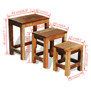 vidaXL Nesting Table Set 3 Pieces Vintage Reclaimed Wood Lucy And Phil Academy Lucy And Phil Academy