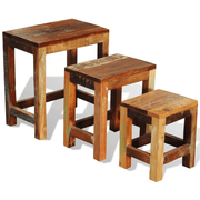 vidaXL Nesting Table Set 3 Pieces Vintage Reclaimed Wood Lucy And Phil Academy Lucy And Phil Academy
