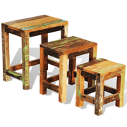vidaXL Nesting Table Set 3 Pieces Vintage Reclaimed Wood Lucy And Phil Academy Lucy And Phil Academy