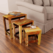 vidaXL Nesting Table Set 3 Pieces Vintage Reclaimed Wood Lucy And Phil Academy Lucy And Phil Academy