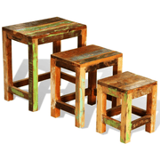 vidaXL Nesting Table Set 3 Pieces Vintage Reclaimed Wood Lucy And Phil Academy Lucy And Phil Academy