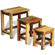 vidaXL Nesting Table Set 3 Pieces Vintage Reclaimed Wood Lucy And Phil Academy Lucy And Phil Academy