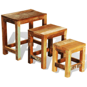 vidaXL Nesting Table Set 3 Pieces Vintage Reclaimed Wood Lucy And Phil Academy Lucy And Phil Academy
