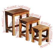 vidaXL Nesting Table Set 3 Pieces Vintage Reclaimed Wood Lucy And Phil Academy Lucy And Phil Academy