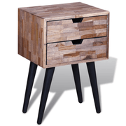 vidaXL Nightstand with 2 Drawers Reclaimed Teak Wood Lucy And Phil Academy Lucy And Phil Academy