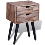 vidaXL Nightstand with 2 Drawers Reclaimed Teak Wood Lucy And Phil Academy Lucy And Phil Academy