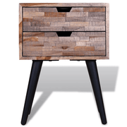 vidaXL Nightstand with 2 Drawers Reclaimed Teak Wood Lucy And Phil Academy Lucy And Phil Academy