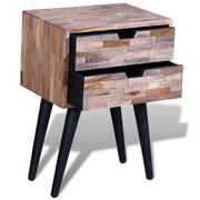 vidaXL Nightstand with 2 Drawers Reclaimed Teak Wood Lucy And Phil Academy Lucy And Phil Academy