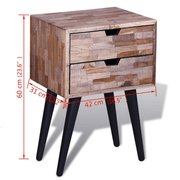 vidaXL Nightstand with 2 Drawers Reclaimed Teak Wood Lucy And Phil Academy Lucy And Phil Academy