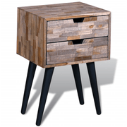 vidaXL Nightstand with 2 Drawers Reclaimed Teak Wood Lucy And Phil Academy Lucy And Phil Academy