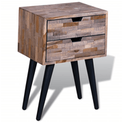 vidaXL Nightstand with 2 Drawers Reclaimed Teak Wood Lucy And Phil Academy Lucy And Phil Academy