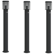 vidaXL Outdoor Floor Lamps with Sensors 3pcs Black 110cm Stainless Steel Lucy And Phil Academy Lucy And Phil Academy