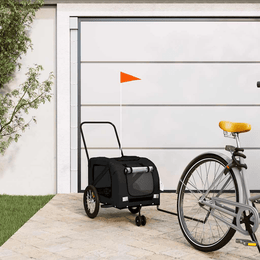 vidaXL Pet Bike Trailer Black Oxford Fabric and Iron Lucy And Phil Academy Lucy And Phil Academy