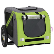 vidaXL Pet Bike Trailer Green and Grey Oxford Fabric and Iron Lucy And Phil Academy Lucy And Phil Academy