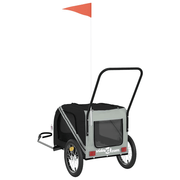 vidaXL Pet Bike Trailer Grey and Black Oxford Fabric and Iron Lucy And Phil Academy Lucy And Phil Academy