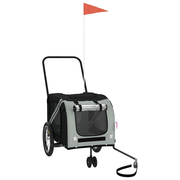 vidaXL Pet Bike Trailer Grey and Black Oxford Fabric and Iron Lucy And Phil Academy Lucy And Phil Academy