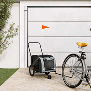 vidaXL Pet Bike Trailer Grey and Black Oxford Fabric and Iron Lucy And Phil Academy Lucy And Phil Academy