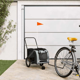 vidaXL Pet Bike Trailer Grey and Black Oxford Fabric and Iron Lucy And Phil Academy Lucy And Phil Academy