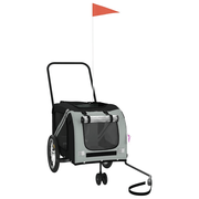 vidaXL Pet Bike Trailer Grey and Black Oxford Fabric and Iron Lucy And Phil Academy Lucy And Phil Academy