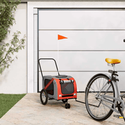 vidaXL Pet Bike Trailer Orange and Grey Oxford Fabric and Iron Lucy And Phil Academy Lucy And Phil Academy