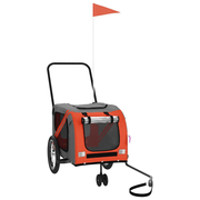 vidaXL Pet Bike Trailer Orange and Grey Oxford Fabric and Iron Lucy And Phil Academy Lucy And Phil Academy