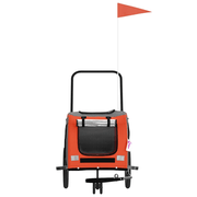 vidaXL Pet Bike Trailer Orange and Grey Oxford Fabric and Iron Lucy And Phil Academy Lucy And Phil Academy