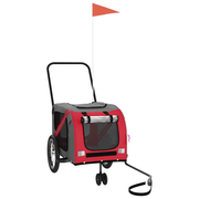 vidaXL Pet Bike Trailer Red and Grey Oxford Fabric and Iron Lucy And Phil Academy Lucy And Phil Academy