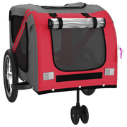 vidaXL Pet Bike Trailer Red and Grey Oxford Fabric and Iron Lucy And Phil Academy Lucy And Phil Academy