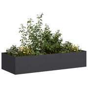 vidaXL Planter Black 200x80x40 cm Steel Lucy And Phil Academy Lucy And Phil Academy