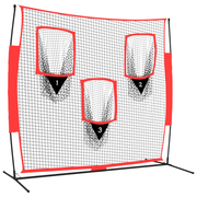 vidaXL Portable Baseball Net Black and Red 183x105x183 cm Polyester Lucy And Phil Academy Lucy And Phil Academy