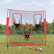 vidaXL Portable Baseball Net Black and Red 183x105x183 cm Polyester Lucy And Phil Academy Lucy And Phil Academy