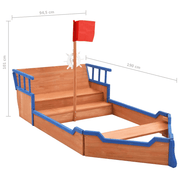 vidaXL Sandbox Pirate Ship Firwood 190x94.5x101 cm Lucy And Phil Academy Lucy And Phil Academy