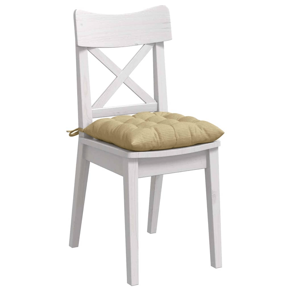 vidaXL Seat Cushions 4 pcs Grey Green 40 x 40 x 6 cm Corduroy Fabric Lucy And Phil Academy Lucy And Phil Academy