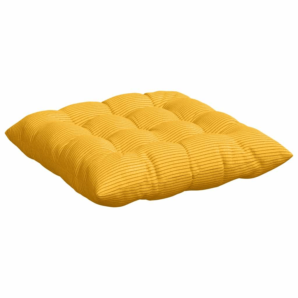 vidaXL Seat Cushions 4 pcs Light Yellow 40 x 40 x 6 cm Corduroy Fabric Lucy And Phil Academy Lucy And Phil Academy
