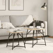 vidaXL Side Table Set 2 pcs Sonoma oak and Black 50 x 50 x 50 cm Lucy And Phil Academy Lucy And Phil Academy