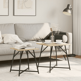 vidaXL Side Table Set 2 pcs Sonoma oak and Black 50 x 50 x 50 cm Lucy And Phil Academy Lucy And Phil Academy