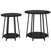 vidaXL Side Table Set with Shelf 2 pcs Black oak 50 x 50 x 51 cm Lucy And Phil Academy Lucy And Phil Academy