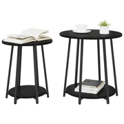 vidaXL Side Table Set with Shelf 2 pcs Black oak 50 x 50 x 51 cm Lucy And Phil Academy Lucy And Phil Academy