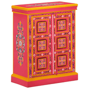 vidaXL Sideboard Solid Mango Wood Pink Hand Painted Lucy And Phil Academy Lucy And Phil Academy