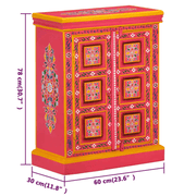 vidaXL Sideboard Solid Mango Wood Pink Hand Painted Lucy And Phil Academy Lucy And Phil Academy
