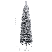 vidaXL Slim Artificial Christmas Tree with Flocked Snow Green 150 cm PVC Lucy And Phil Academy Lucy And Phil Academy