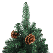 vidaXL Slim Christmas Tree with Real Wood and Cones Green 210 cm PVC Lucy And Phil Academy Lucy And Phil Academy