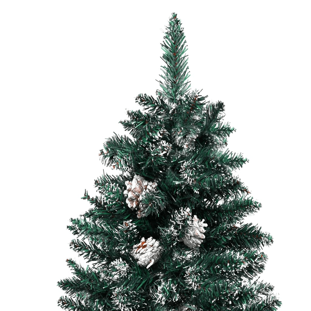vidaXL Slim Christmas Tree with Real Wood and White Snow Green 180 cm Lucy And Phil Academy Lucy And Phil Academy