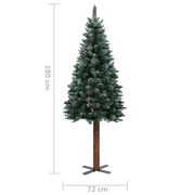vidaXL Slim Christmas Tree with Real Wood and White Snow Green 180 cm Lucy And Phil Academy Lucy And Phil Academy