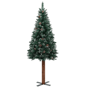 vidaXL Slim Christmas Tree with Real Wood and White Snow Green 180 cm Lucy And Phil Academy Lucy And Phil Academy
