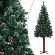 vidaXL Slim Christmas Tree with Real Wood and White Snow Green 210 cm Lucy And Phil Academy Lucy And Phil Academy