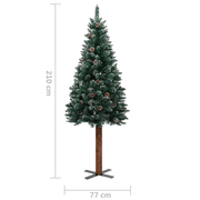 vidaXL Slim Christmas Tree with Real Wood and White Snow Green 210 cm Lucy And Phil Academy Lucy And Phil Academy